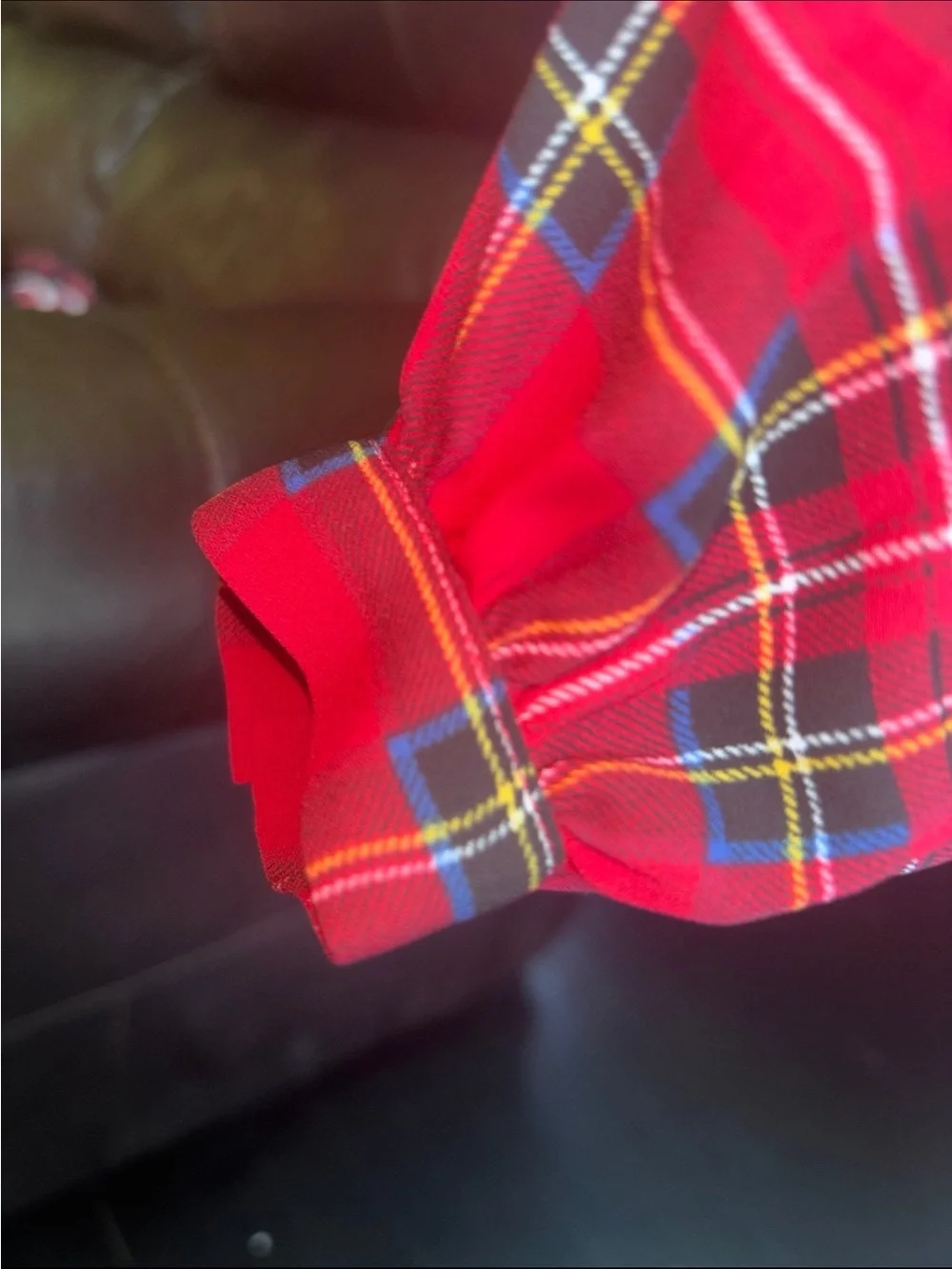 J. Crew Women’s ' Red Plaid Ruffle Collar Top